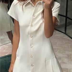 NWOT Zara Mini Shirt dress white L